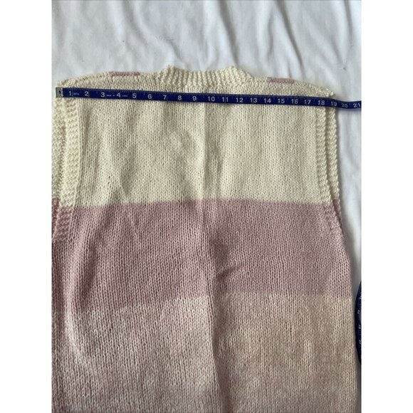 Vintage IH Collectibles Womens Pink & Cream Striped Knit Vest - Picture 10 of 11